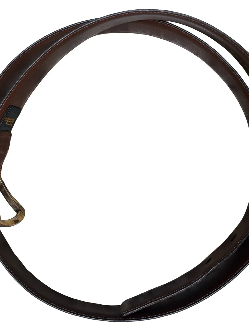 Pierre Cardin Brown Cowhide Unisex Belt with Gold Accent Buckle Size 42